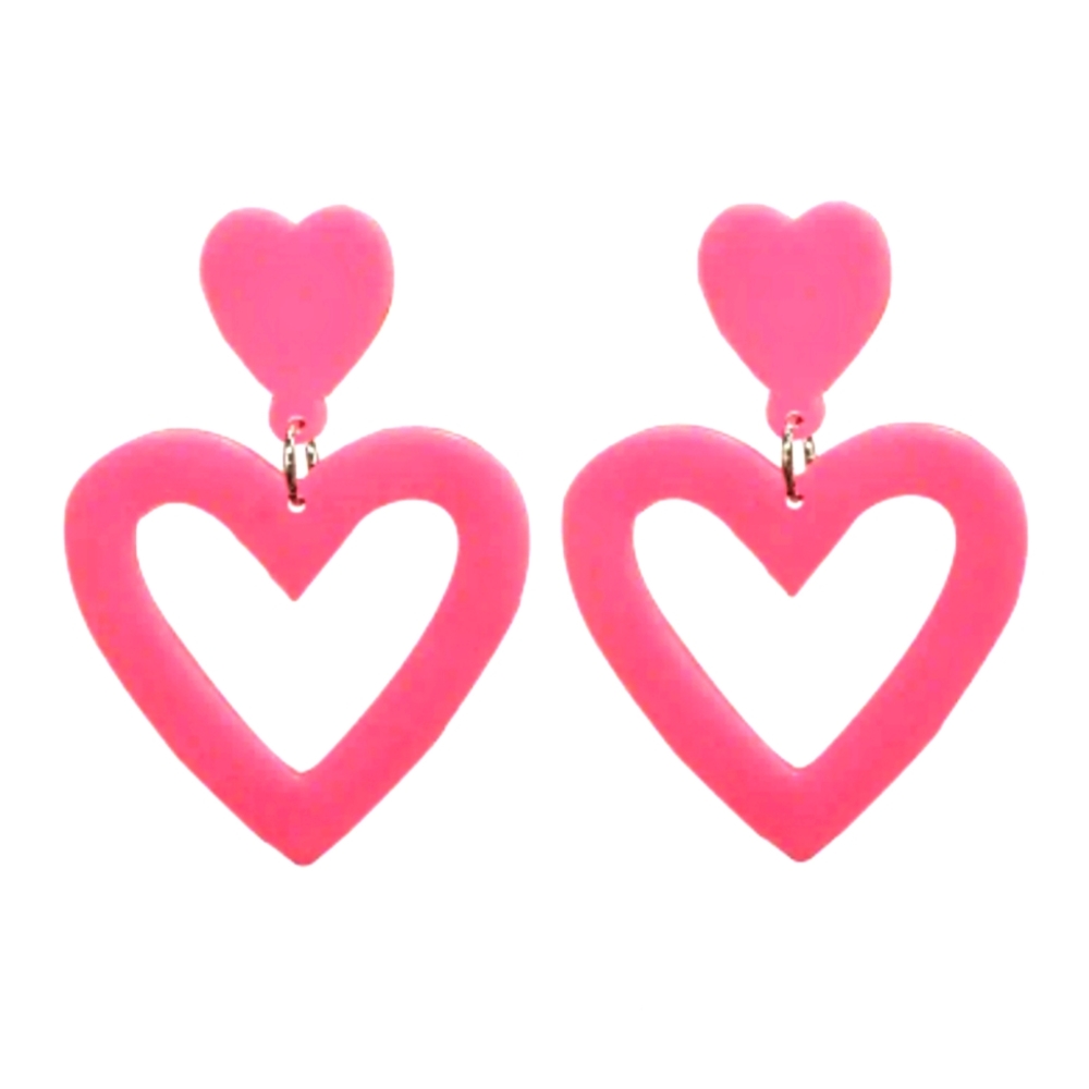 NWT Pink Heart Acrylic Earrings - Picture 1 of 3